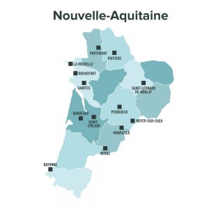 Carte des villes éligibles à la loi Malraux en Nouvelle Aquitaine