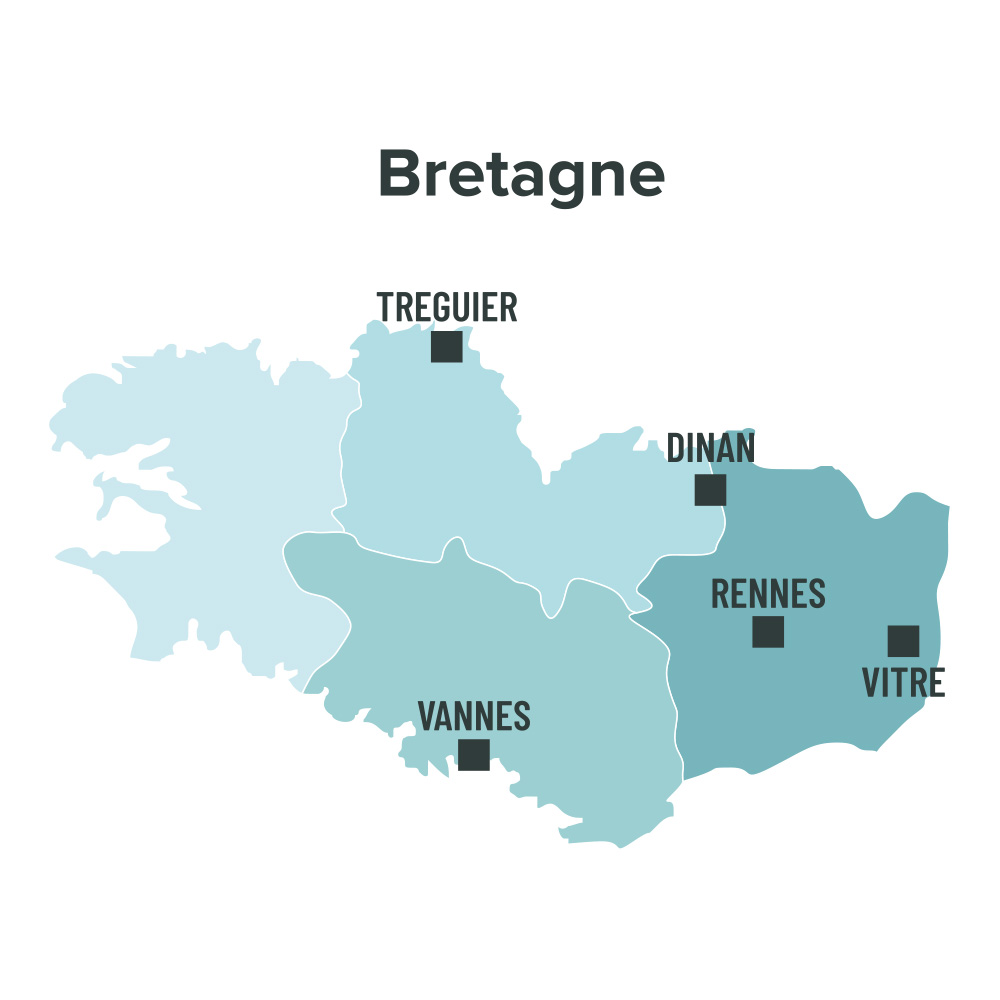 Carte des villes éligibles à la loi Malraux en Bretagne