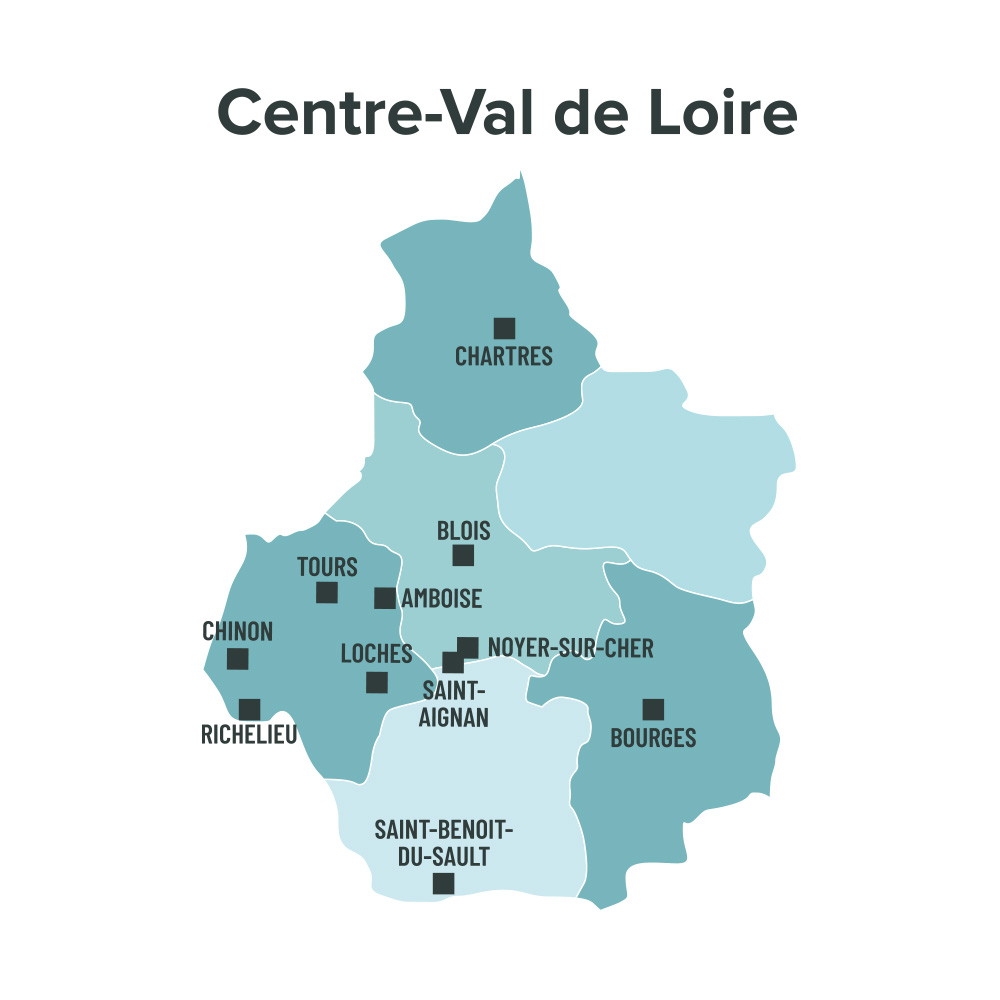 Carte des villes éligibles à la loi Malraux en Centre Val de Loire