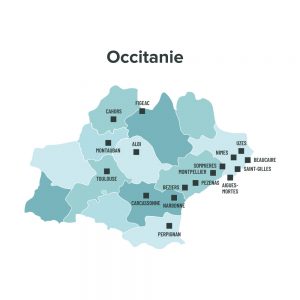 Carte des villes éligibles à la loi Malraux en Occitanie
