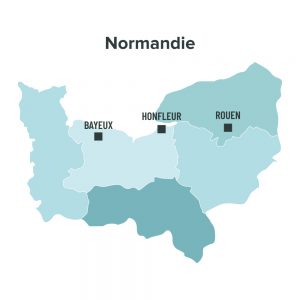 Carte des villes éligibles à la loi Malraux en Normandie