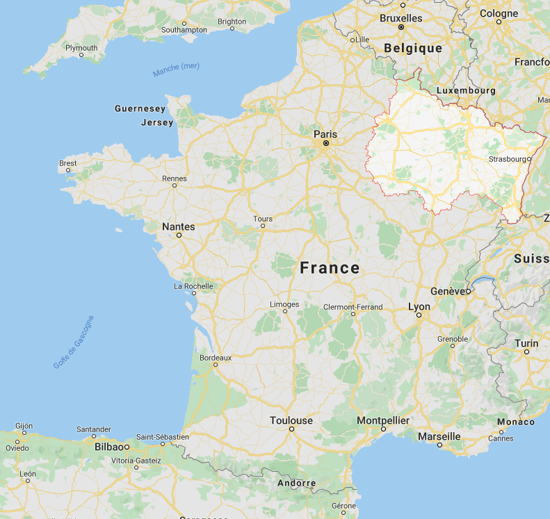 la région grand est sur la carte de France