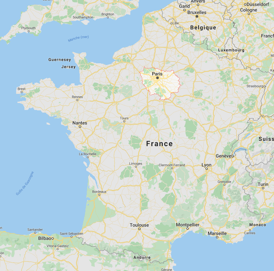 L'Ile de France sur la carte de France