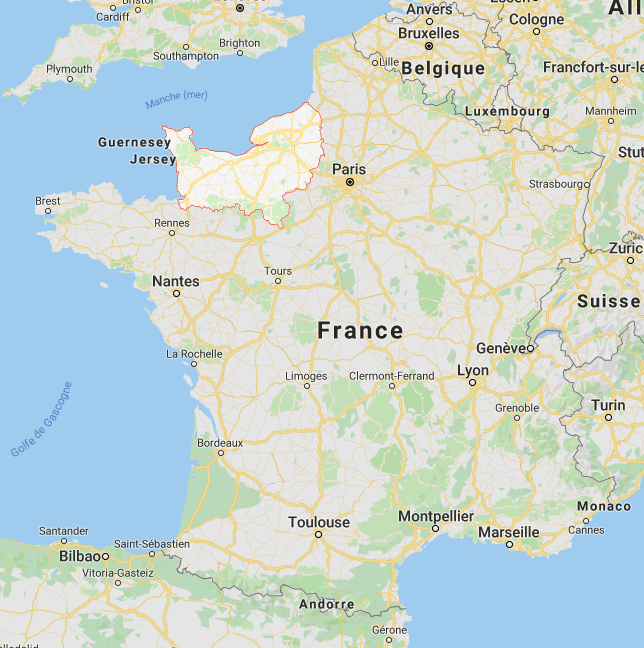 La Normandie sur la carte de France