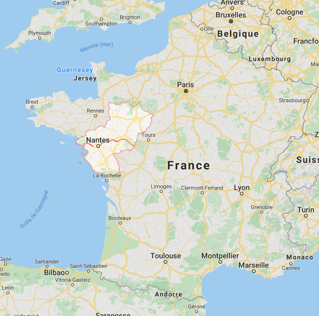 La région Pays de la Loire sur la carte de France