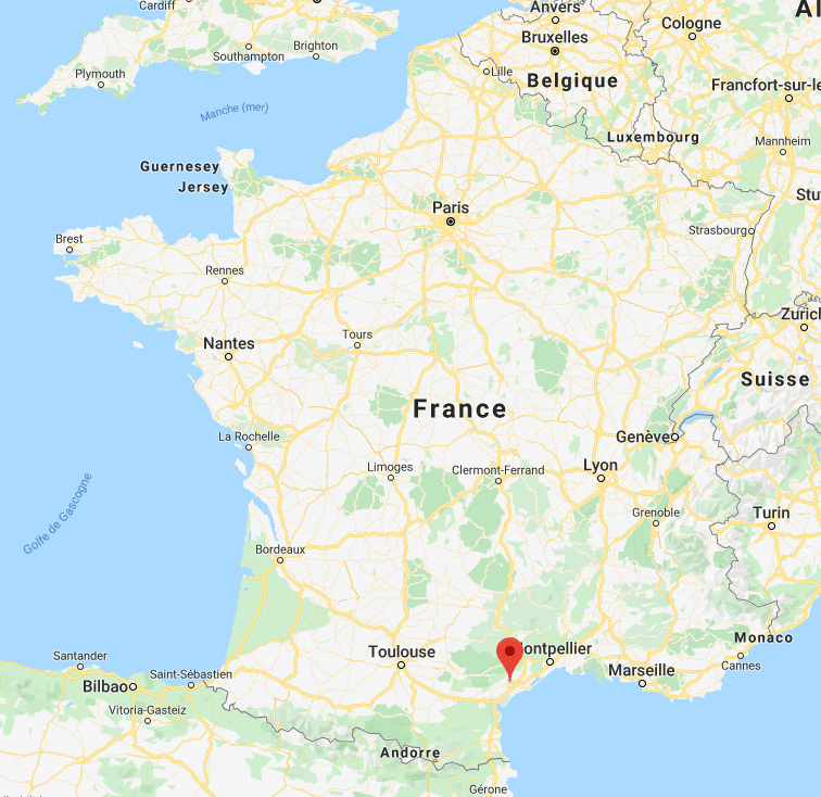 Beziers sur la carte de France