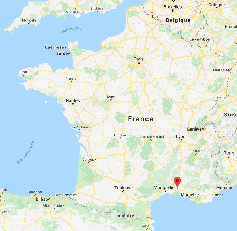 Arles sur la carte de France