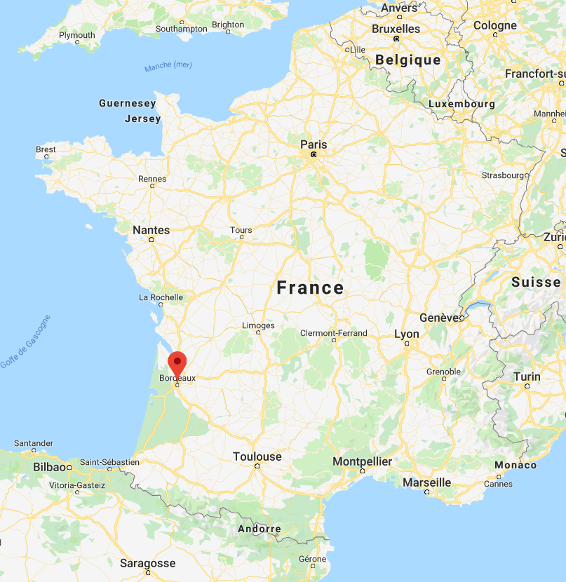 Bordeaux sur la carte de France