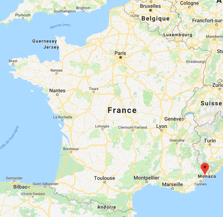 Nice sur la carte de France