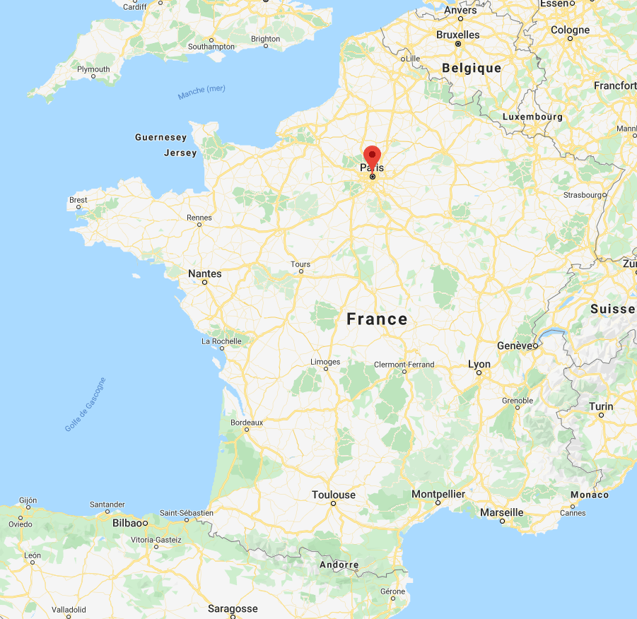 paris sur la carte de france