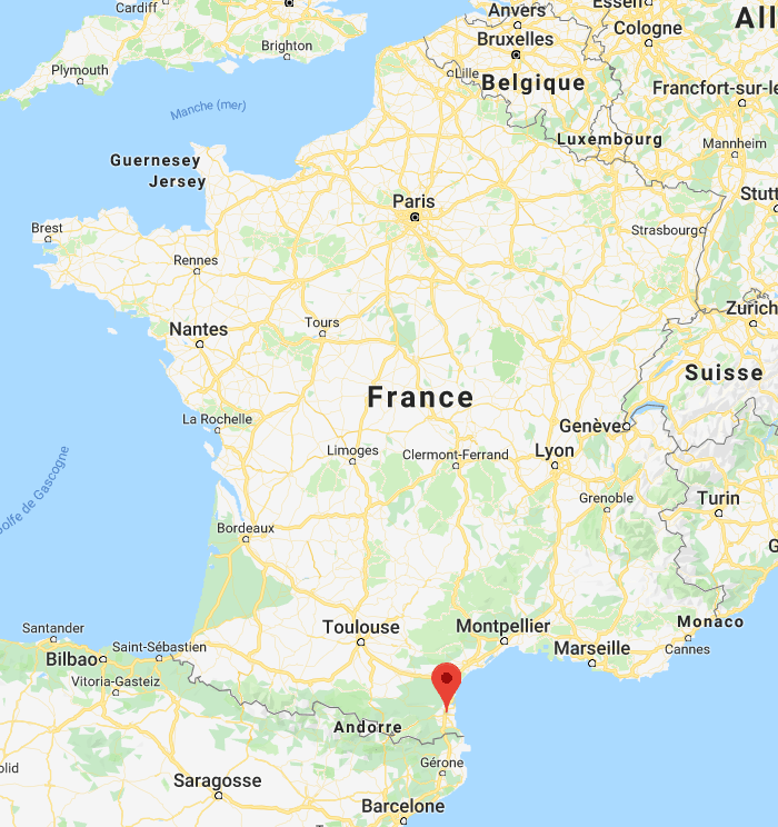 Perpignan sur la carte de France