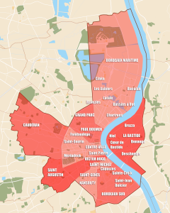Carte des quartiers de Bordeaux pour la loi Malraux