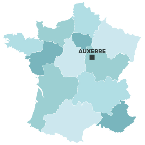 Auxerre sur la carte de france