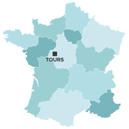 Tours sur la carte de france